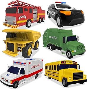 SplashEZ Mold Free 6 Cars Bath Toys for Kids | Toddler Bath Toys with No Hole for Water | Vehicles Set Ideal Size for Little Hands | Safe, Durable for Endless Tub Fun | Great for Boys & Girls Ages 0+