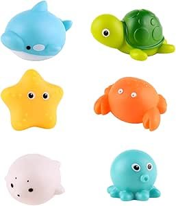 No Hole Animal Bathtub Toys Baby Bath Tub Toys for Toddlers Boys Girls , Mold Free Bath Toys Tub Beach Pool Shower Float Rubber Toys