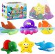 Color Changing No Hole Bath Toys for Toddlers 2-4, Bath Toys for Kids Ages 1-3 4-8, Ocean Animal Toys with Drying Bag, Pool Toys Water Toys Water Table Toys Sea Animal Toddler Toys 2-4
