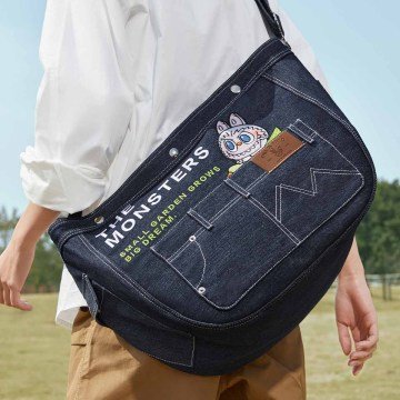 THE MONSTERS FALL IN WILD SERIES-Denim Messenger Bag