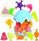 Suction Bath Toys for Kids, 18 Pcs Silicone Ocean Animal Suction Cup Toys with Eggshell & Bag, No Hole Mold Free Bath Toy, Sensory Window Building Toys for Toddlers Boys Girls 3 4 5 6 Year Old