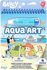 Horizon Group USA Bluey Aqua Art - Reusable Water Reveal Activity Pages With Water Pen for No-Mess Drawing and Coloring